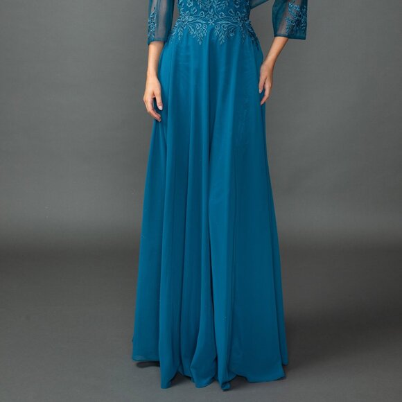 New A-Line Chiffon Mother Of Bride Dress w/ Lace Embroidery & Bolero DQ 4542 - Picture 9 of 9